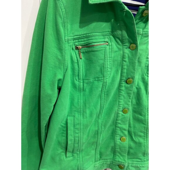 Isaac Mizrahi Live! Button Front Shacket Green Sz Large Long Sleeve Knit Relaxed - Picture 4 of 9